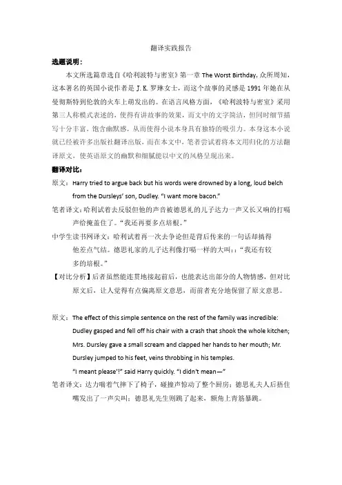 翻译实践报告