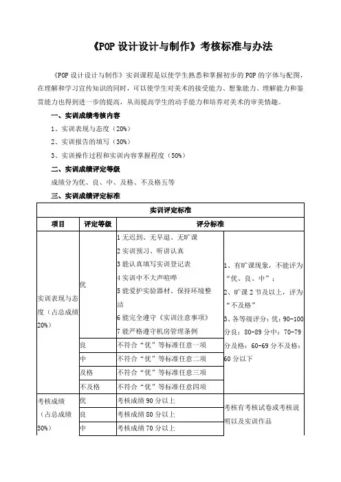 《POP设计设计与制作》考核标准与办法