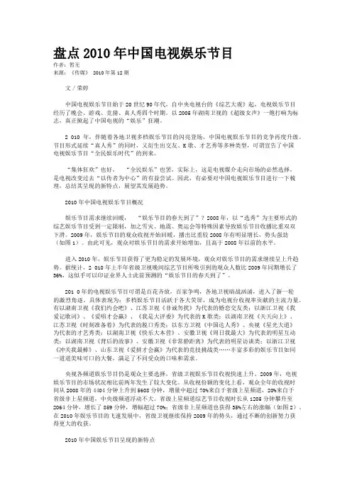盘点2010年中国电视娱乐节目
