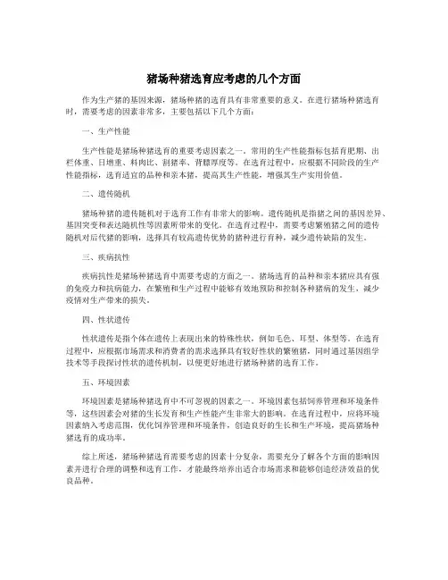 猪场种猪选育应考虑的几个方面