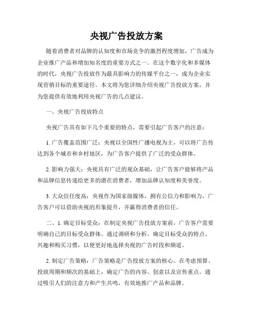 央视广告投放方案