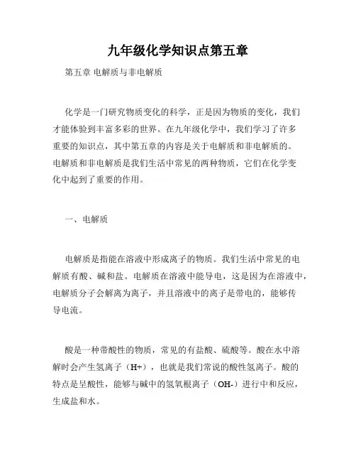 九年级化学知识点第五章