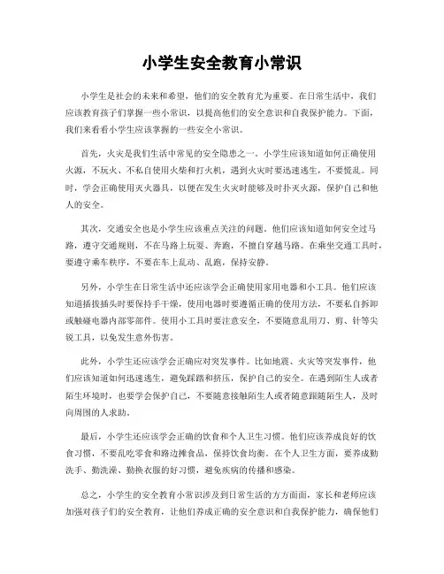 小学生安全教育小常识