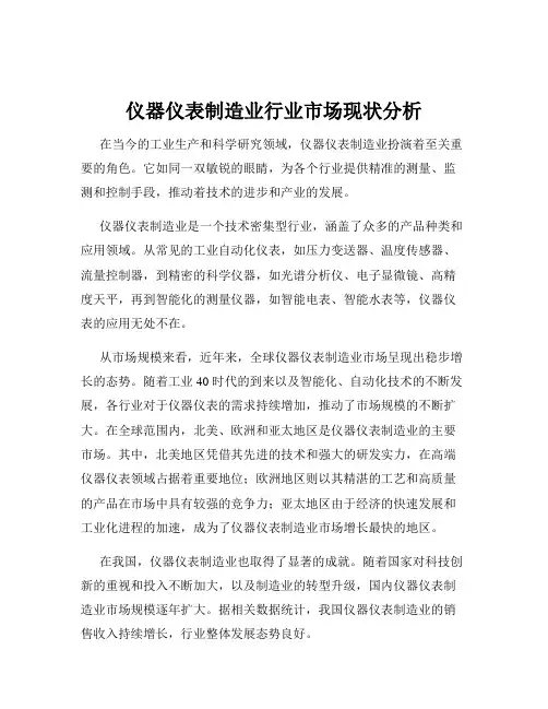 仪器仪表制造业行业市场现状分析