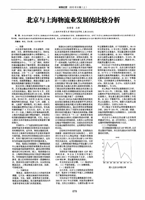北京与上海物流业发展的比较分析