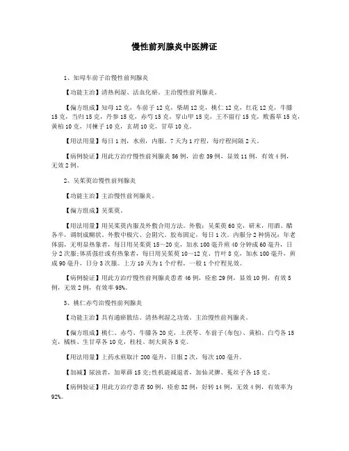 慢性前列腺炎中医辨证