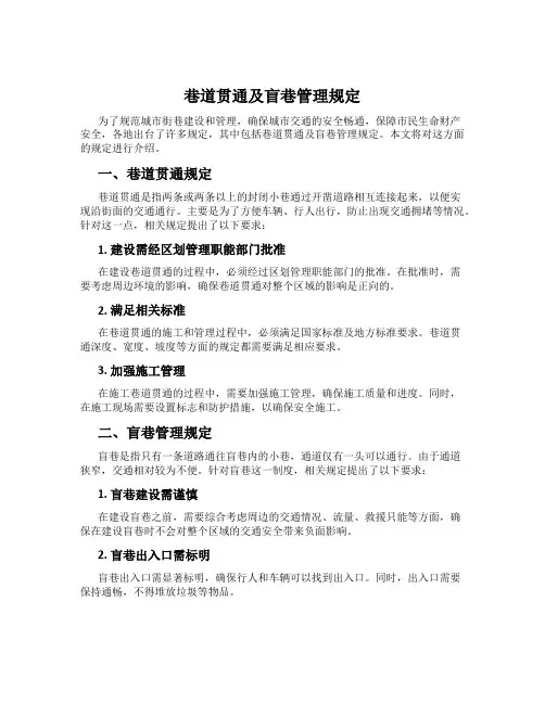 巷道贯通及盲巷管理规定