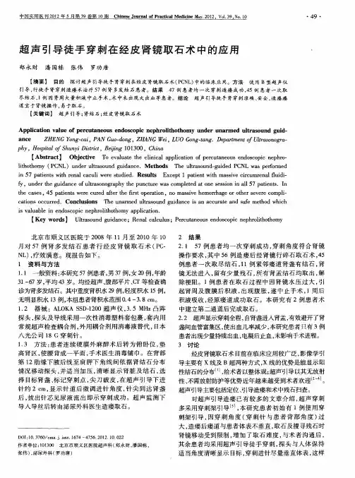 超声引导徒手穿刺在经皮肾镜取石术中的应用