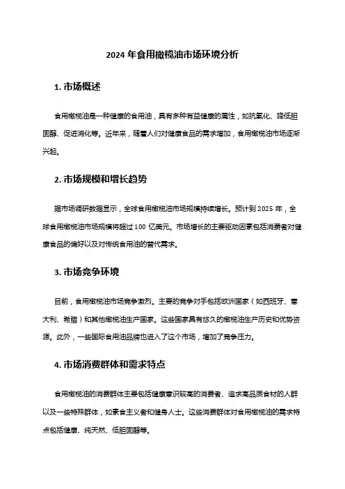 2024年食用橄榄油市场环境分析