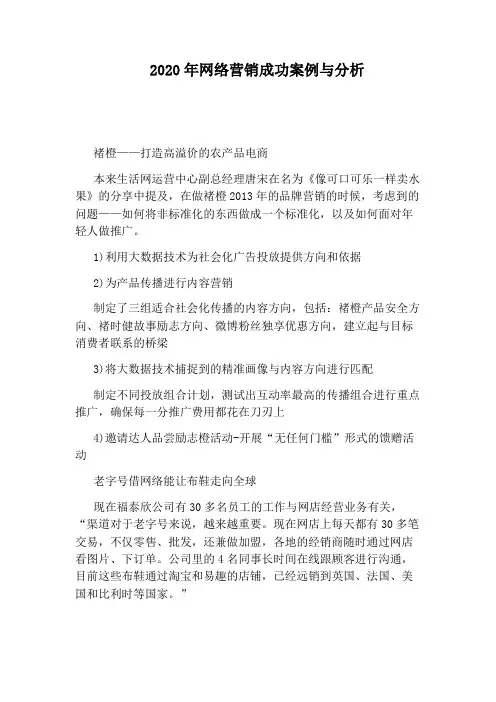 2020年网络营销成功案例与分析
