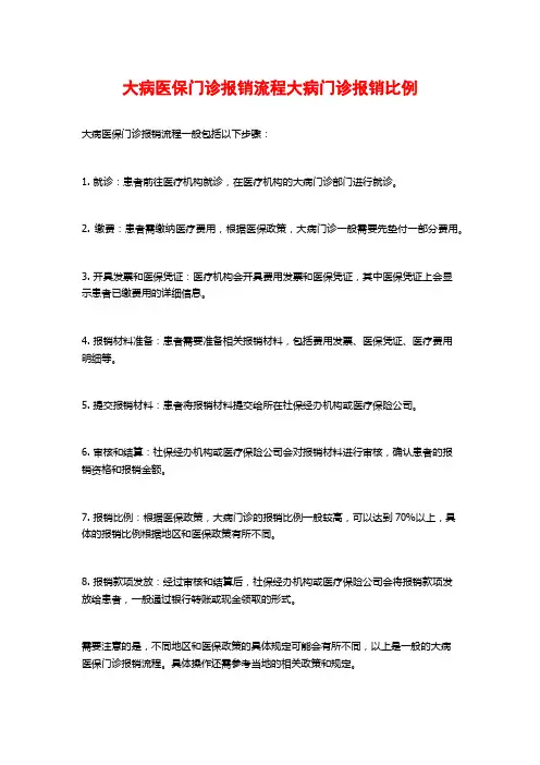 大病医保门诊报销流程大病门诊报销比例