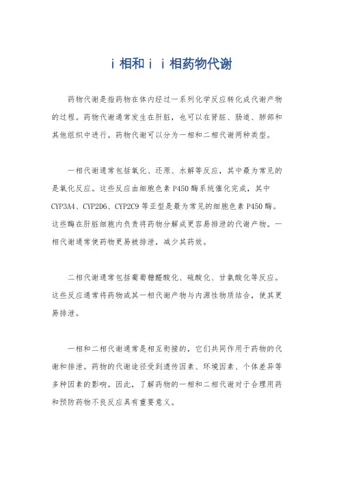ⅰ相和ⅰⅰ相药物代谢