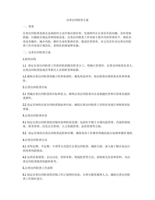 自查自纠检查方案
