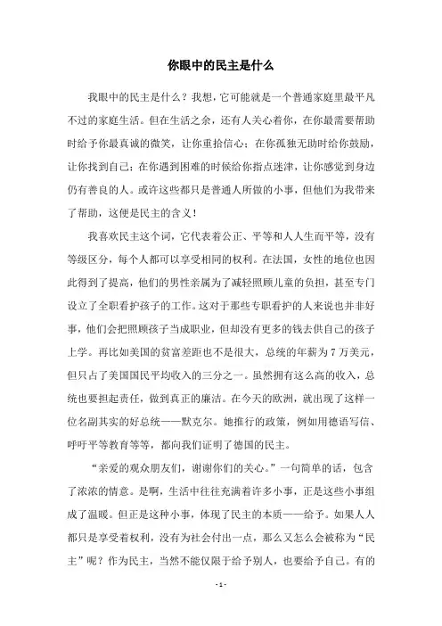 你眼中的民主是什么