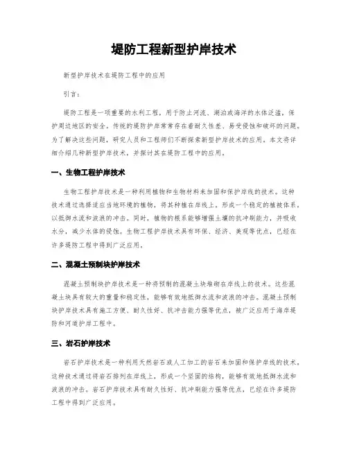 堤防工程新型护岸技术