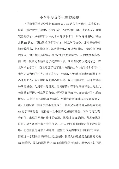 小学生受导学生在校表现