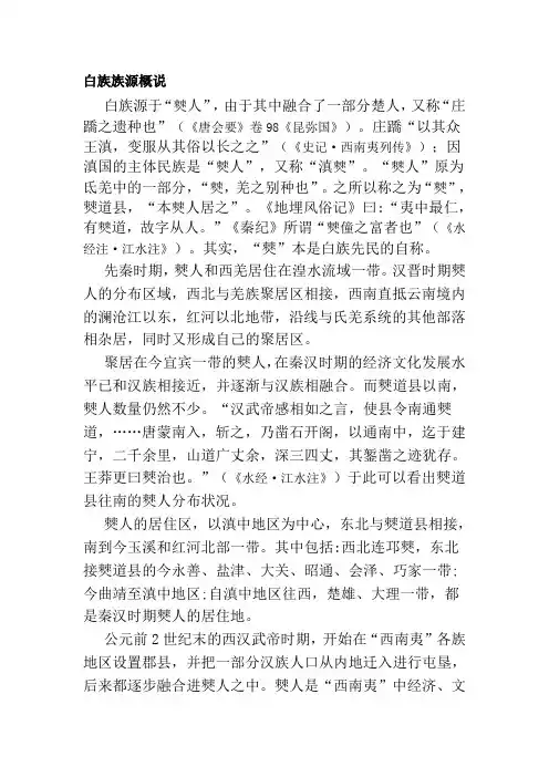 白族族源概说