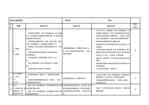三体系审核检查表