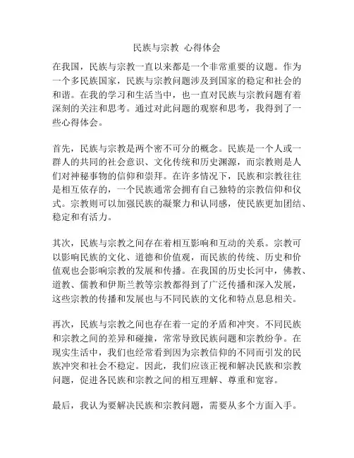 民族与宗教  心得体会