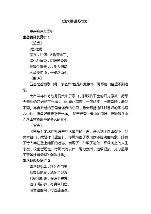 望岳翻译及赏析