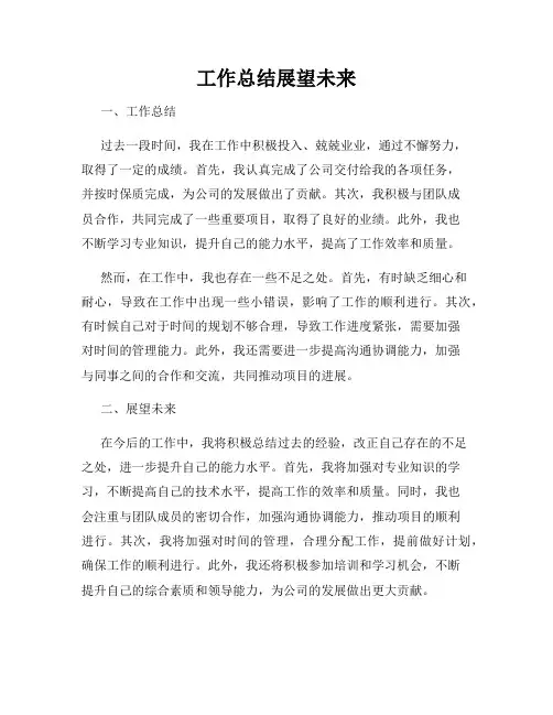 工作总结展望未来