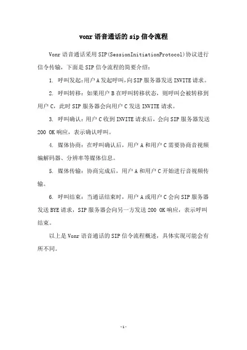 vonr语音通话的sip信令流程