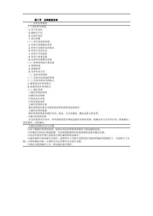 最新仓储管理教案：3.3仓库规划布局