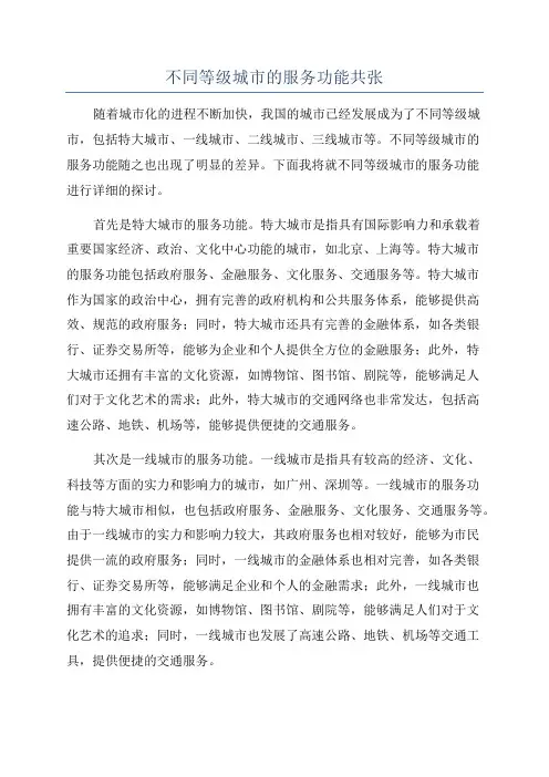 不同等级城市的服务功能共张