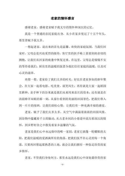 老家的情怀感言