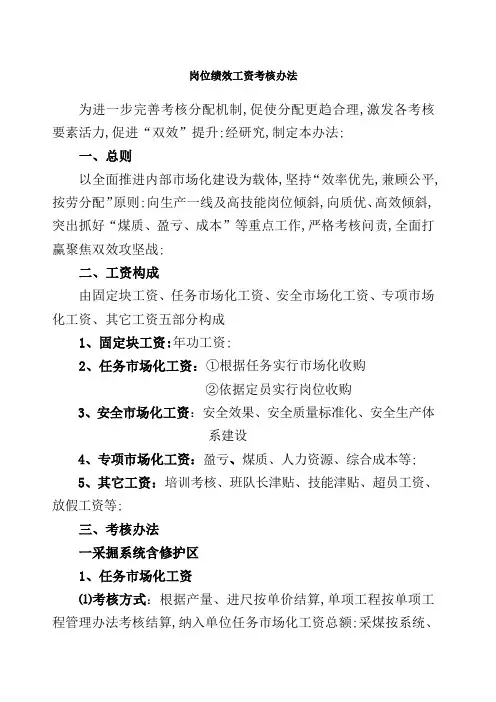 岗位绩效工资考核办法