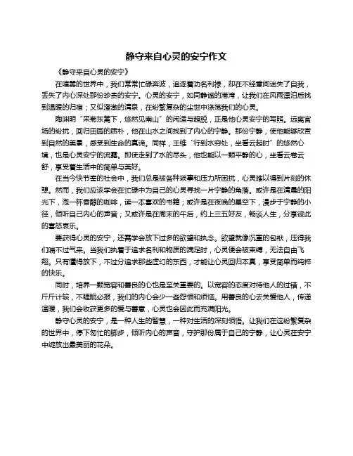 静守来自心灵的安宁作文