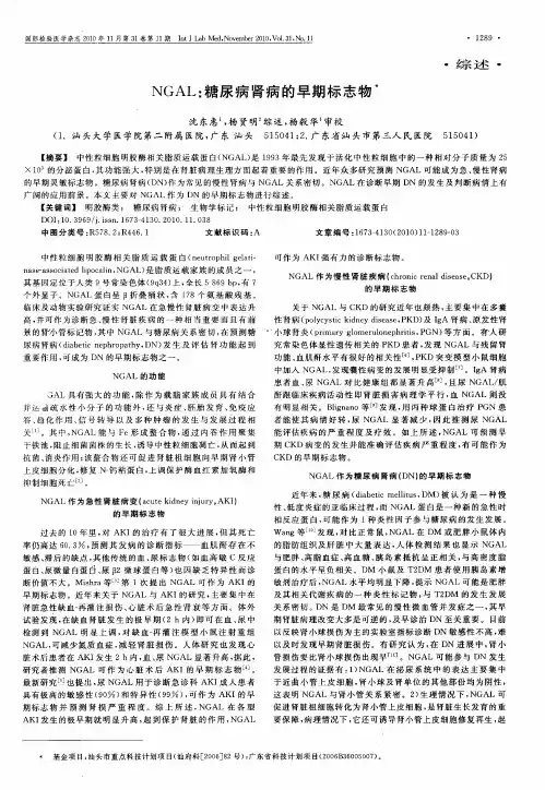 NGAL：糖尿病肾病的早期标志物