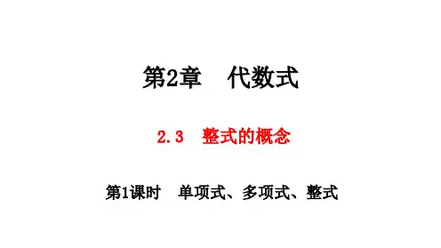 湘教版数学七年级上册2.3 整式的概念 第1课时 单项式、多项式、整式课件(共24张PPT)