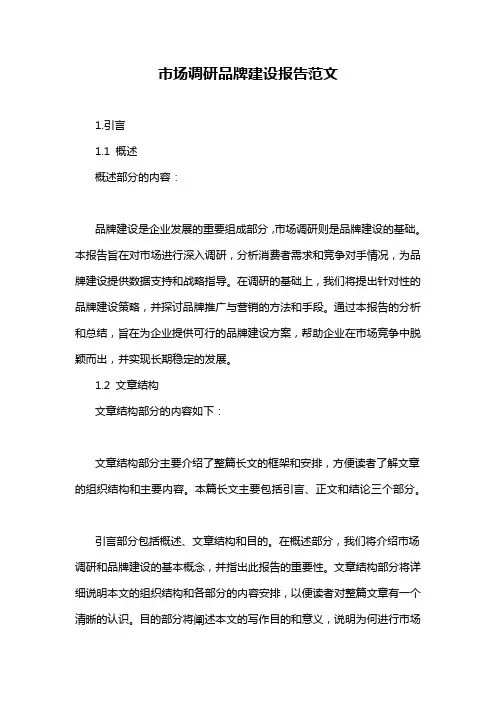 市场调研品牌建设报告范文