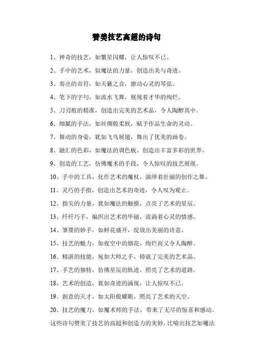 赞美技艺高超的诗句