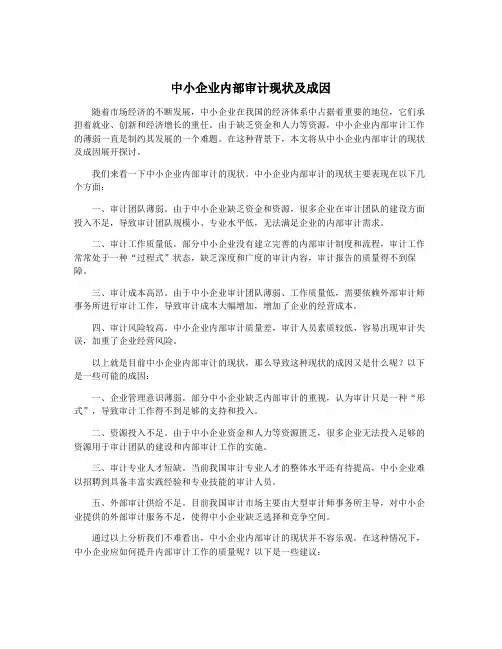 中小企业内部审计现状及成因