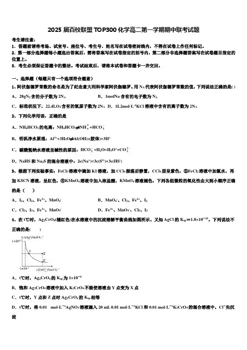 2025届百校联盟TOP300化学高二第一学期期中联考试题含解析