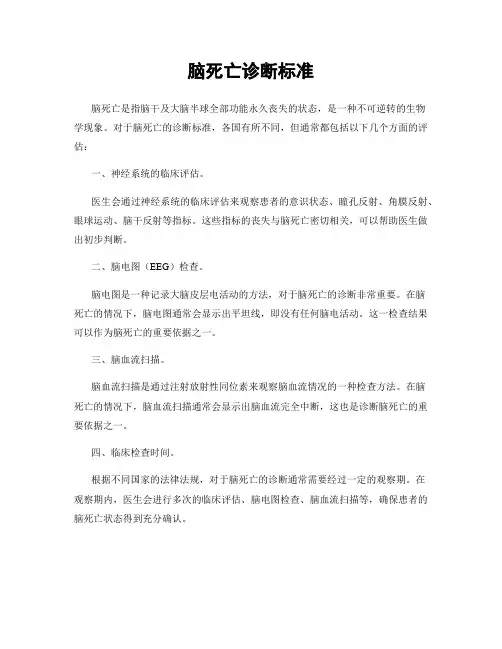 脑死亡诊断标准