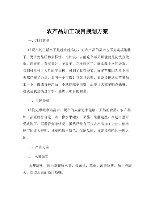 农产品加工项目规划方案