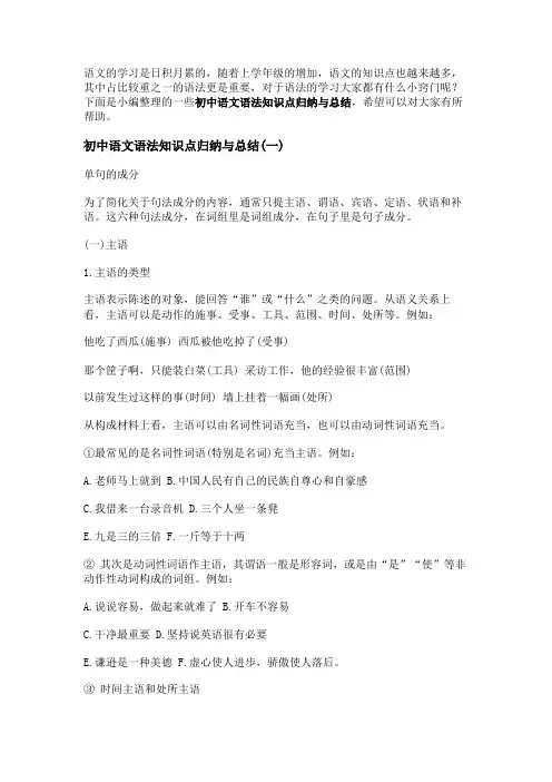 初中语文语法知识点归纳与总结 初中语文知识点总结语法-初中语文基础知识总结-初中语文基础知识大全- 