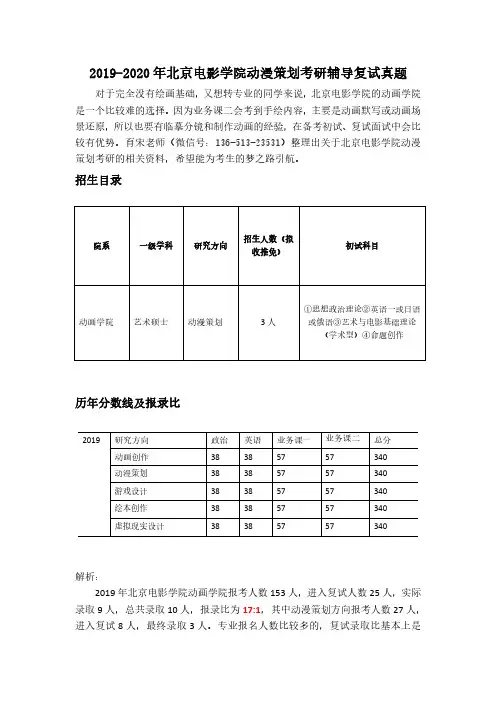 2019-2020年北京电影学院动漫策划考研辅导复试真题.docx