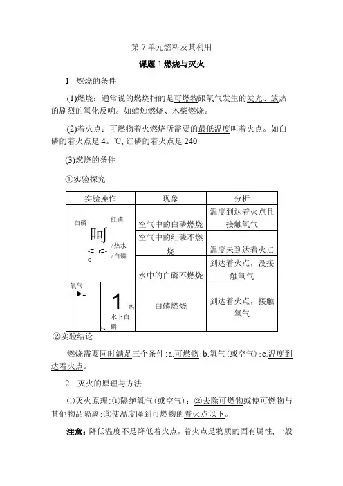 第单元 燃料及其利用知识点
