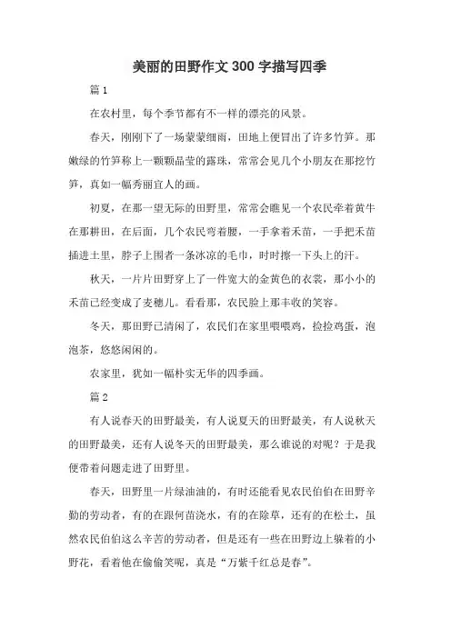 美丽的田野作文300字描写四季