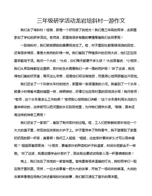三年级研学活动龙岩培斜村一游作文