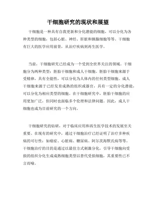 干细胞研究的现状和展望