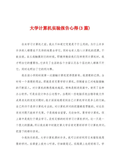 大学计算机实验报告心得(3篇)