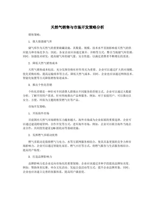 天然气销售与市场开发策略分析