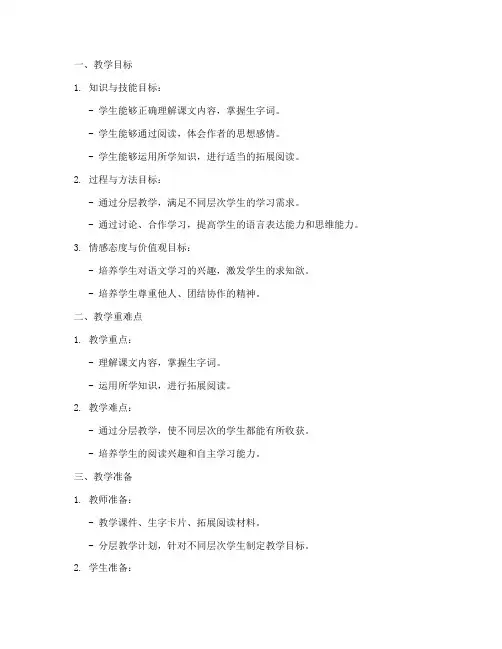 语文分层讲解教案模板范文