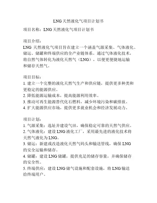 LNG天然液化气项目计划书