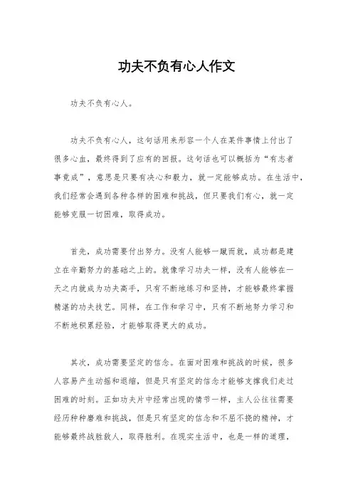 功夫不负有心人作文